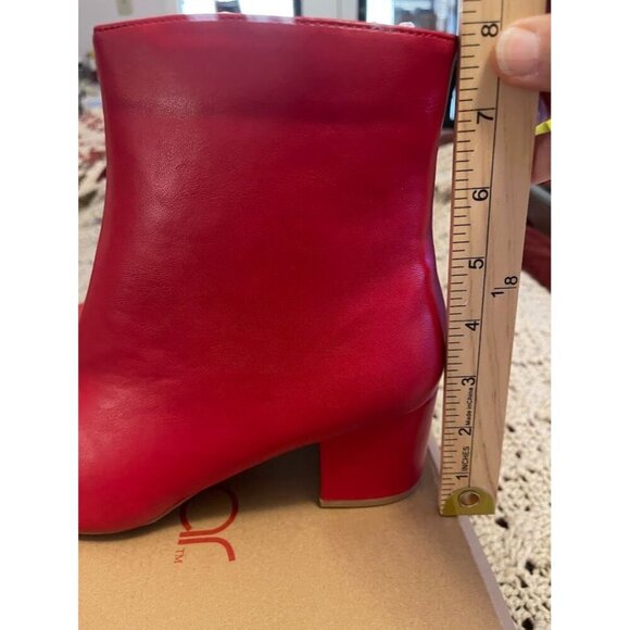 Womens Sugar Red Smooth Wide Width Ankle Boots Size 9W With 2-Inch Block Heel‎ - Picture 6 of 16